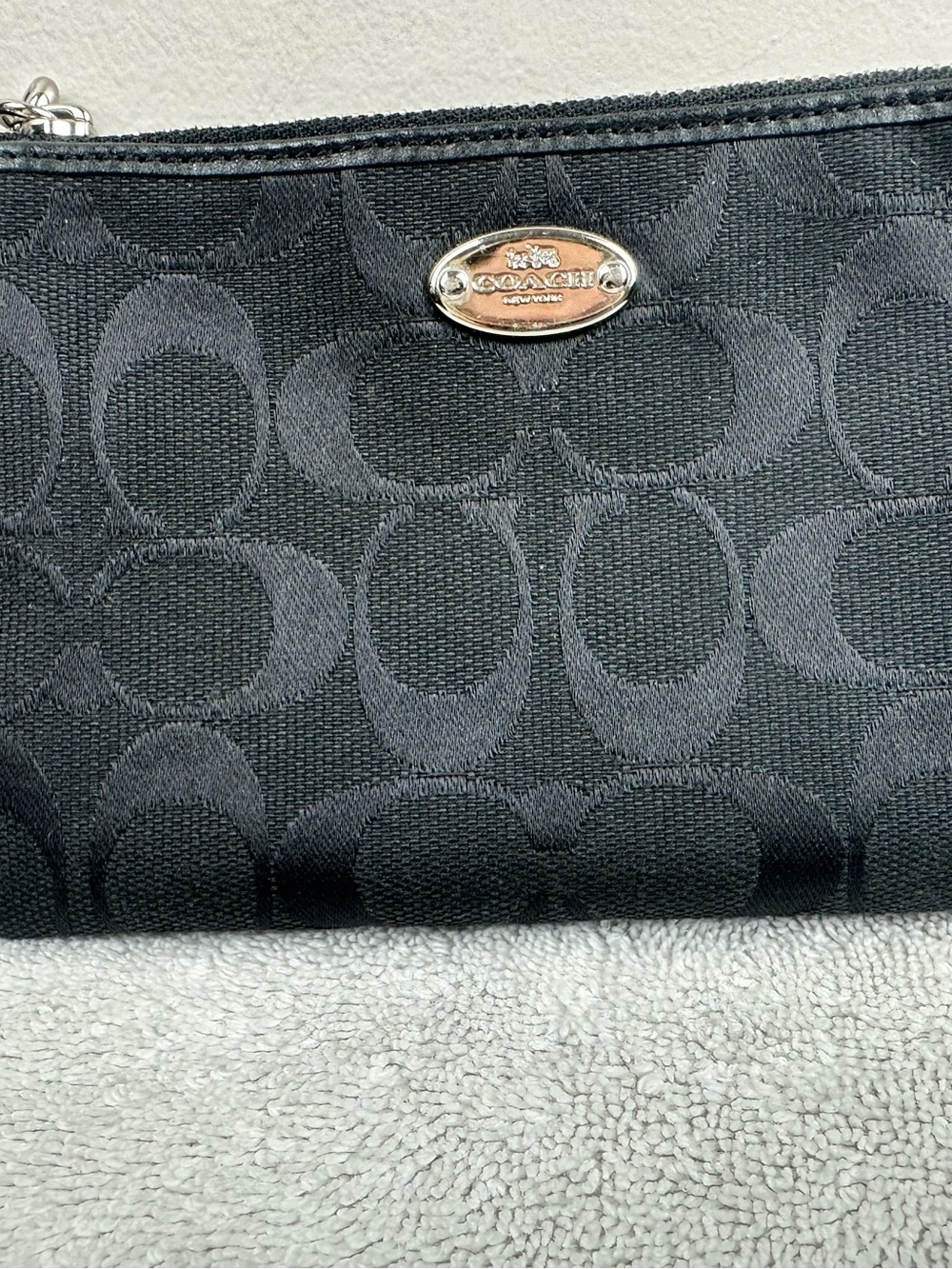 Coach Signature black wristlet